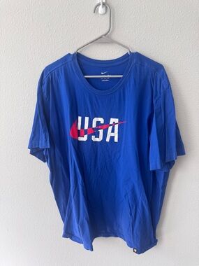 Nike Men’s USA Graphic Tee - Blue with Red & White Logo